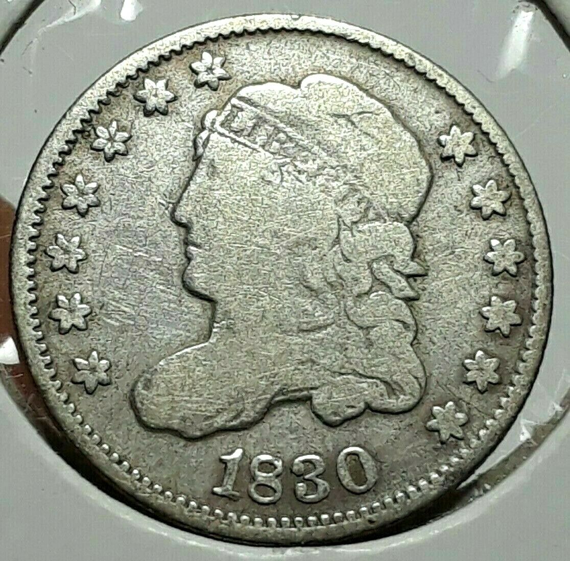 1830 5c Capped Bust Half Dime Silver Coin Circulated Condition